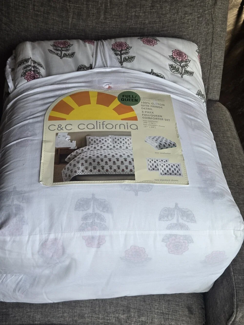 C&C California Floral Full/Queen Bedding Comforter Set 92”x96” 100% Cotton